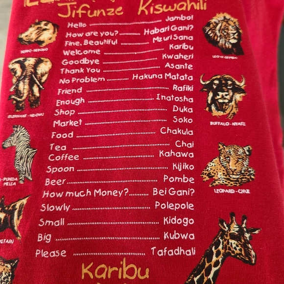 "Learn Swahili" red short sleeved tee shirt - Picture 3 of 3